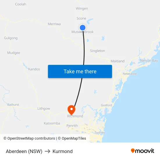 Aberdeen (NSW) to Kurmond map