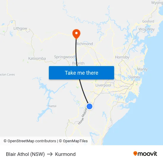 Blair Athol (NSW) to Kurmond map