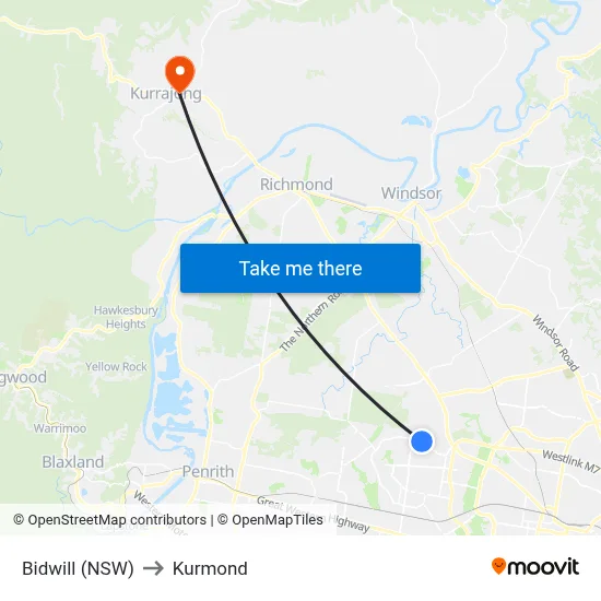 Bidwill (NSW) to Kurmond map