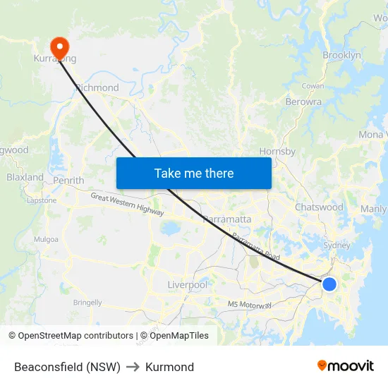 Beaconsfield (NSW) to Kurmond map