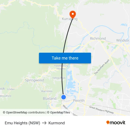 Emu Heights (NSW) to Kurmond map