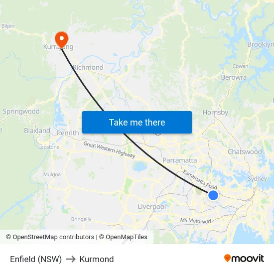 Enfield (NSW) to Kurmond map