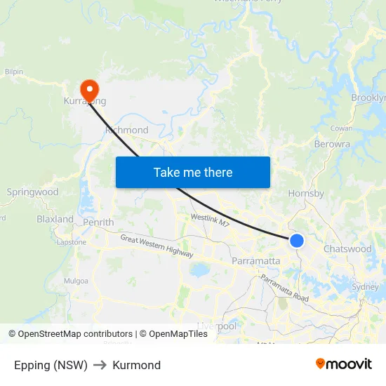 Epping (NSW) to Kurmond map