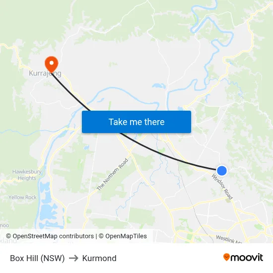 Box Hill (NSW) to Kurmond map
