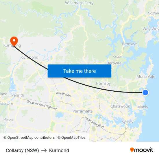 Collaroy (NSW) to Kurmond map