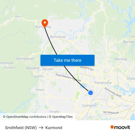 Smithfield (NSW) to Kurmond map