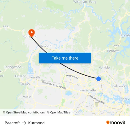 Beecroft to Kurmond map