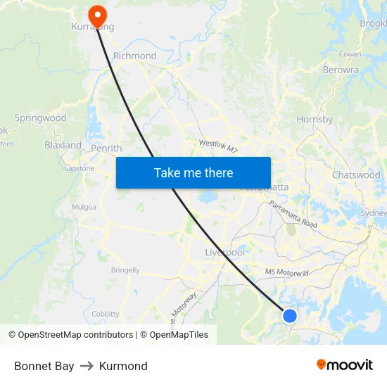 Bonnet Bay to Kurmond map