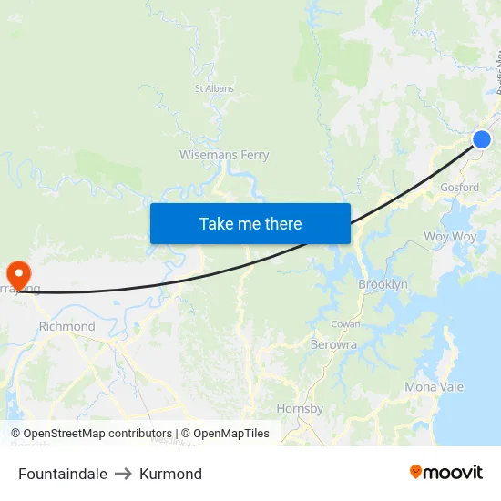 Fountaindale to Kurmond map