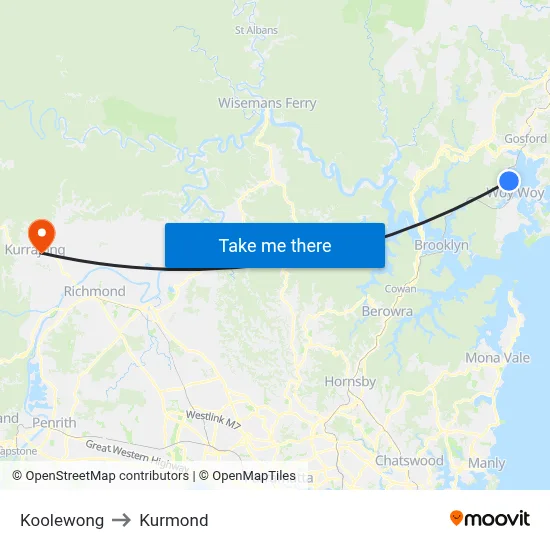 Koolewong to Kurmond map