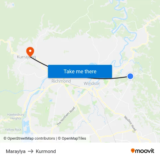 Maraylya to Kurmond map