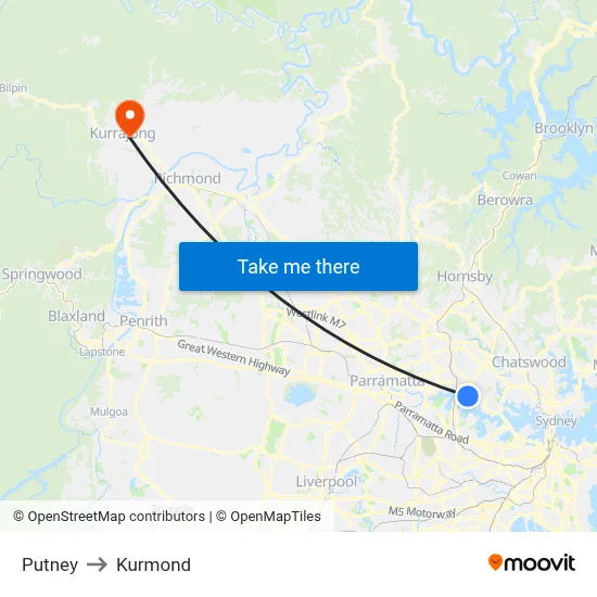 Putney to Kurmond map