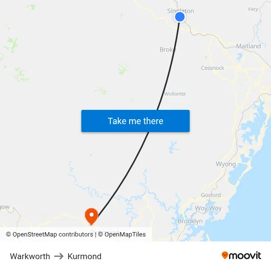 Warkworth to Kurmond map