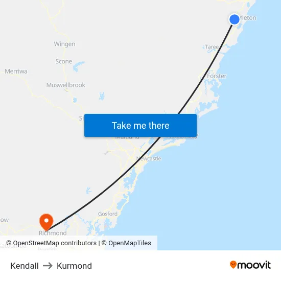 Kendall to Kurmond map