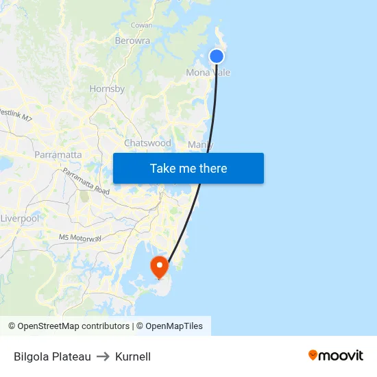 Bilgola Plateau to Kurnell map