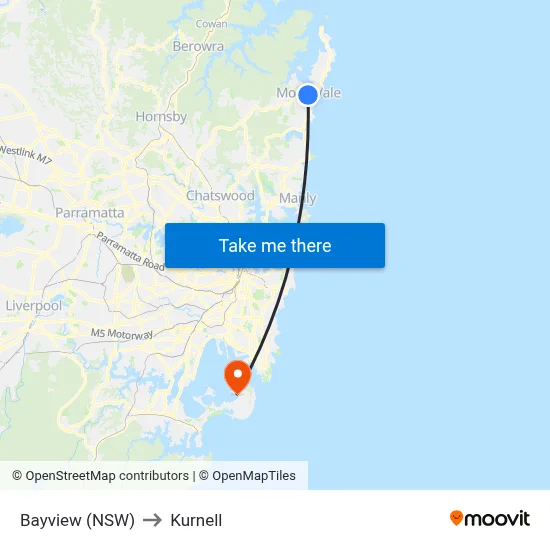 Bayview (NSW) to Kurnell map