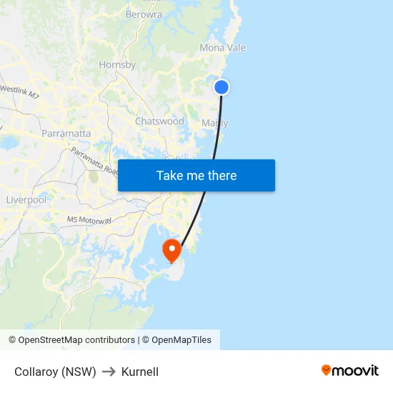 Collaroy (NSW) to Kurnell map
