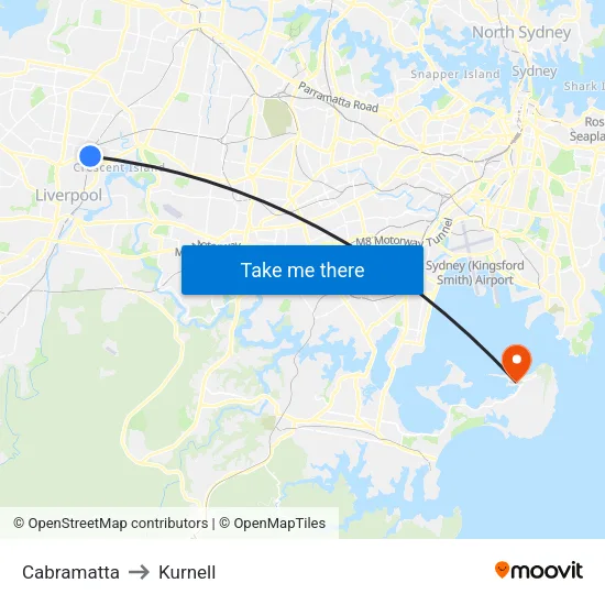 Cabramatta to Kurnell map