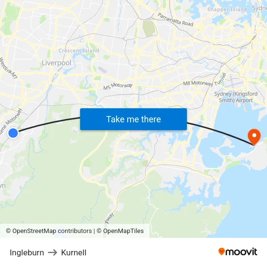 Ingleburn to Kurnell map