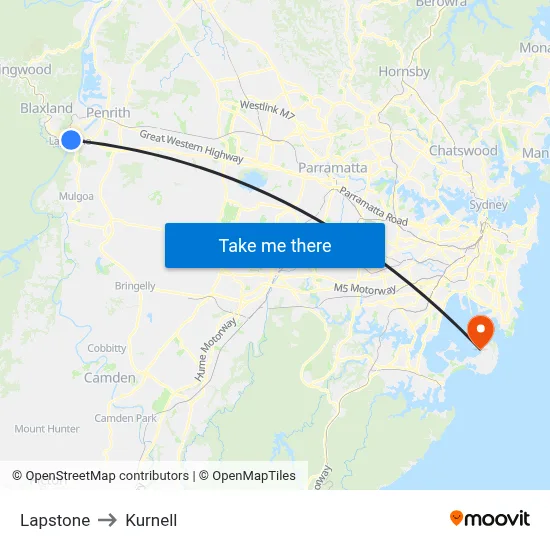 Lapstone to Kurnell map