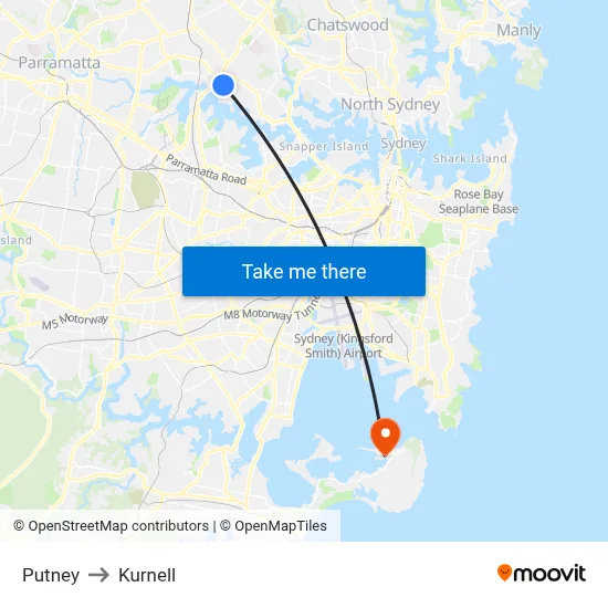 Putney to Kurnell map
