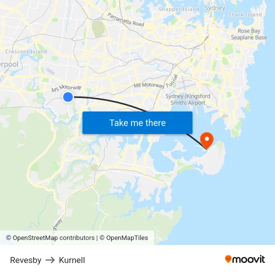 Revesby to Kurnell map