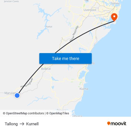 Tallong to Kurnell map