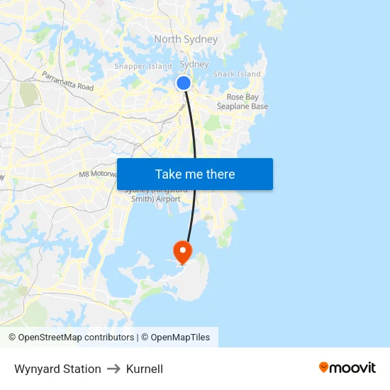 Wynyard Station to Kurnell map