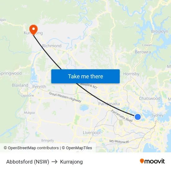 Abbotsford (NSW) to Kurrajong map
