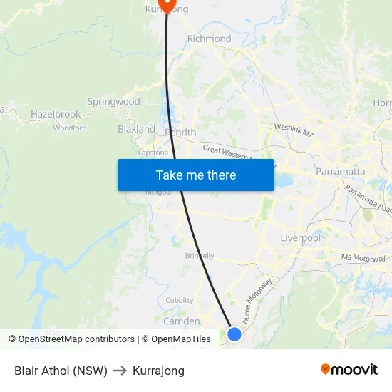 Blair Athol (NSW) to Kurrajong map