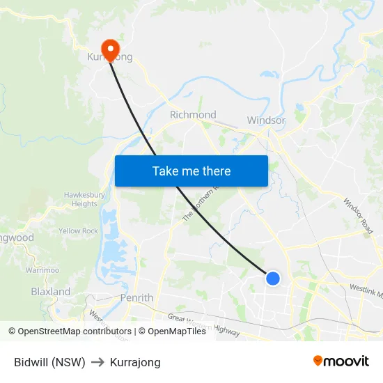 Bidwill (NSW) to Kurrajong map
