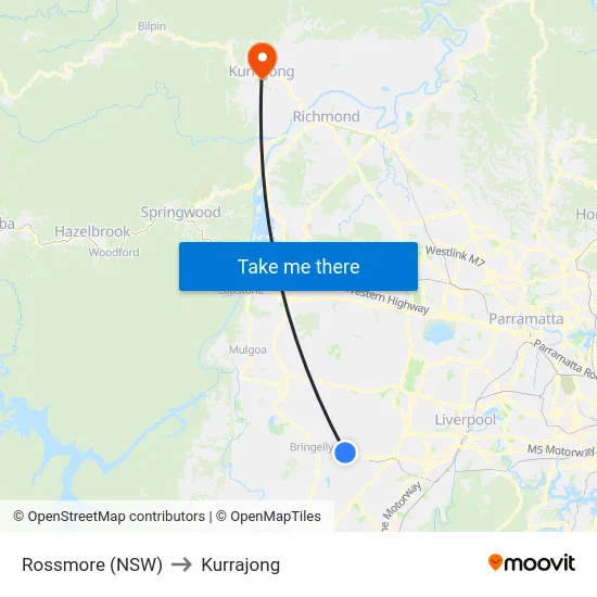 Rossmore (NSW) to Kurrajong map