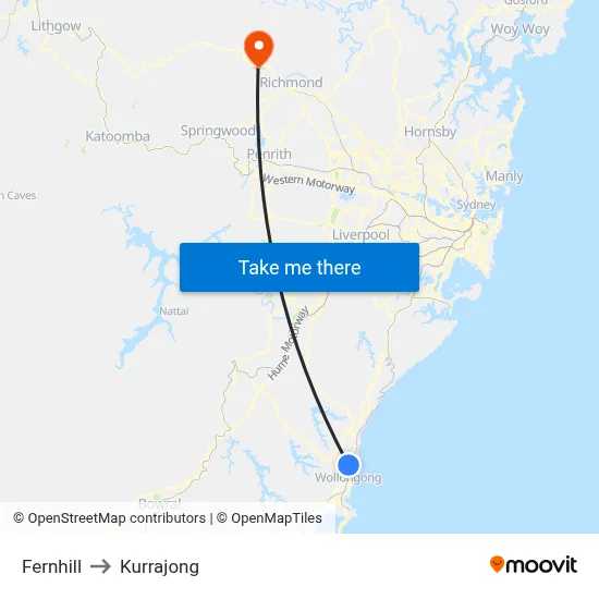 Fernhill to Kurrajong map