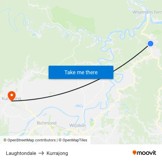 Laughtondale to Kurrajong map