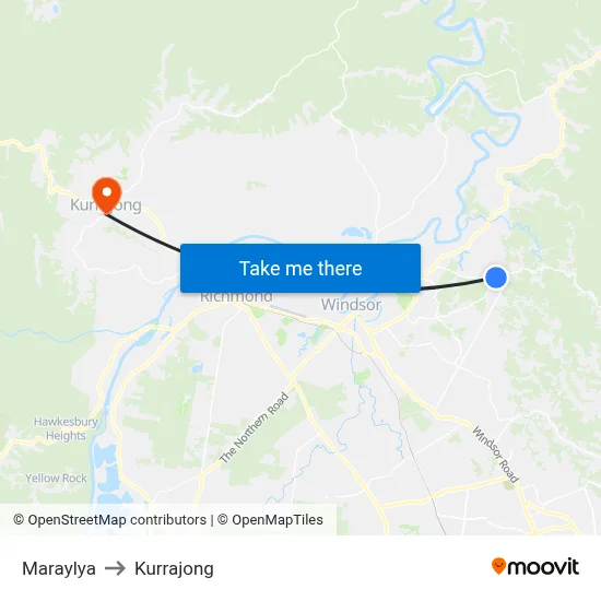 Maraylya to Kurrajong map