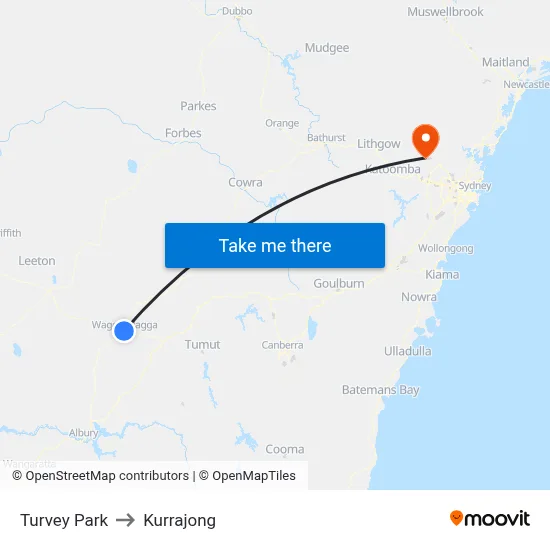 Turvey Park to Kurrajong map