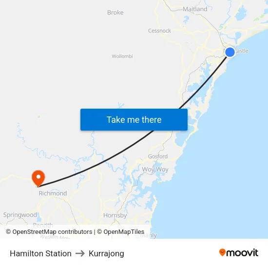 Hamilton Station to Kurrajong map