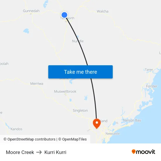 Moore Creek to Kurri Kurri map