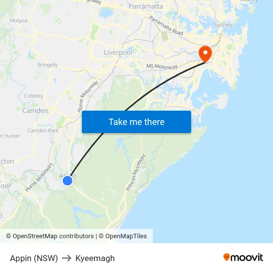 Appin (NSW) to Kyeemagh map