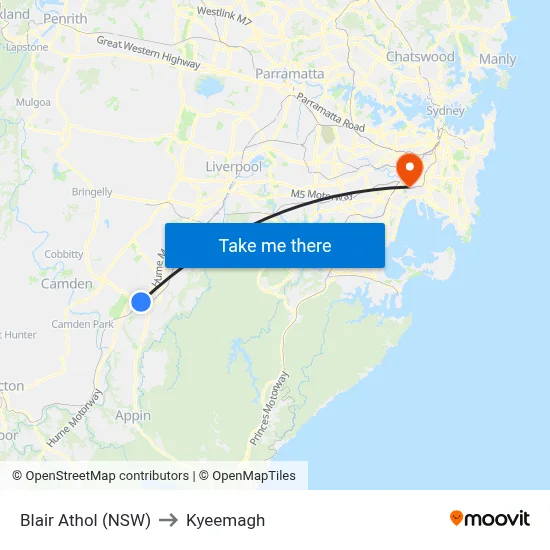 Blair Athol (NSW) to Kyeemagh map