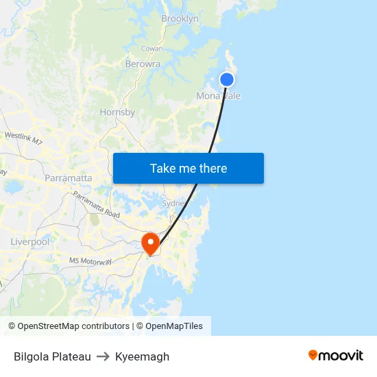 Bilgola Plateau to Kyeemagh map