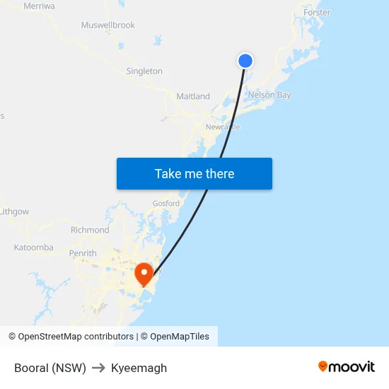 Booral (NSW) to Kyeemagh map