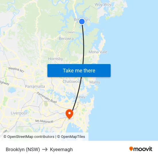 Brooklyn (NSW) to Kyeemagh map