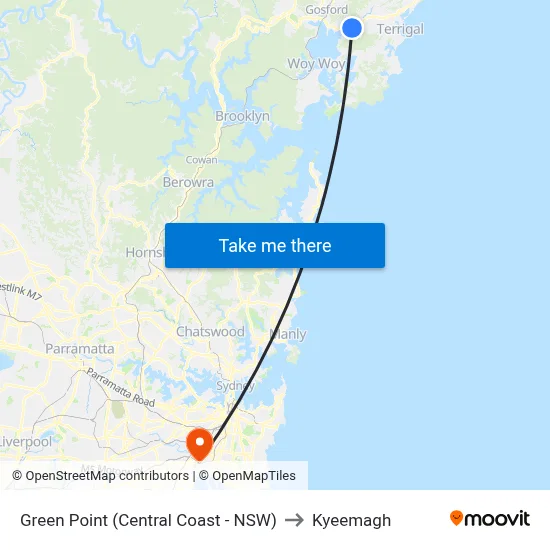 Green Point (Central Coast - NSW) to Kyeemagh map
