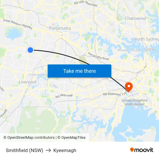 Smithfield (NSW) to Kyeemagh map