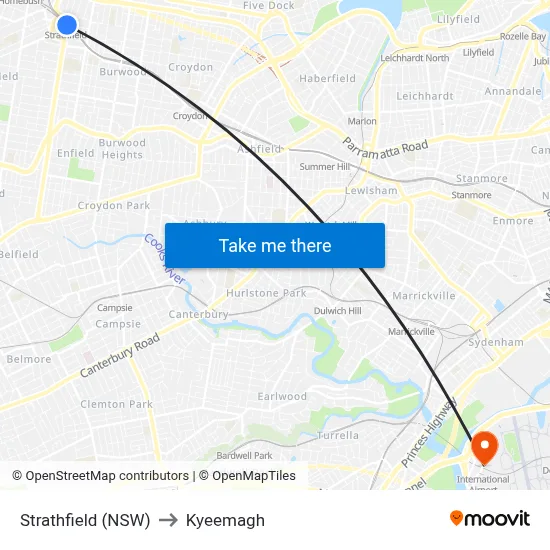 Strathfield (NSW) to Kyeemagh map