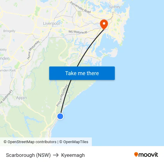 Scarborough (NSW) to Kyeemagh map