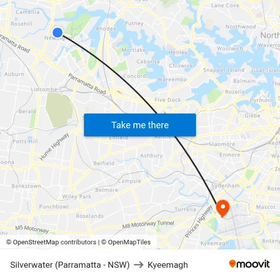 Silverwater (Parramatta - NSW) to Kyeemagh map