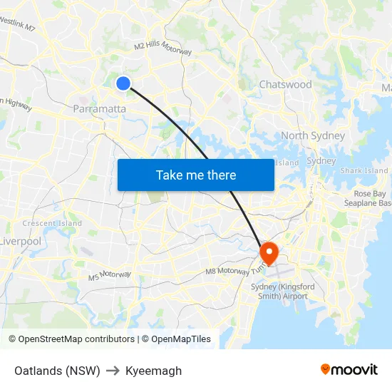 Oatlands (NSW) to Kyeemagh map