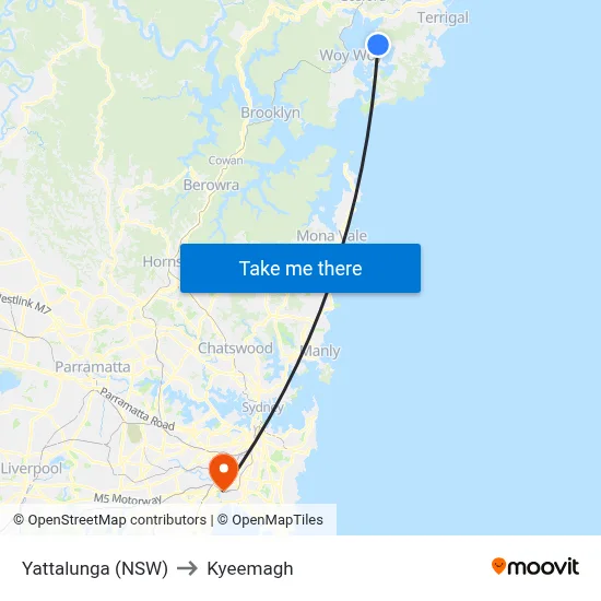 Yattalunga (NSW) to Kyeemagh map